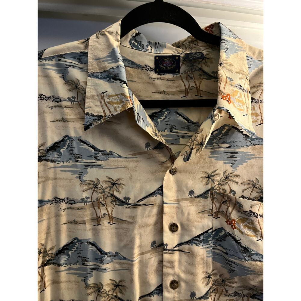 Pacific Coast Highway  Hawaiian Shirt L Tropical Island Palm Trees Aloha (157)